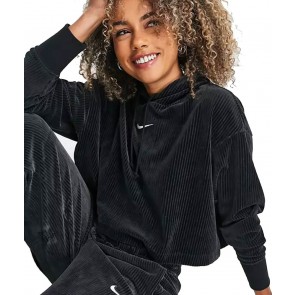Nike Velour Cropped Pullover Hoodie